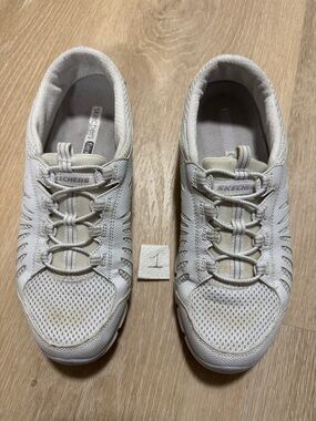 Skechers Off-White Slip-On Mesh Walking Shoes